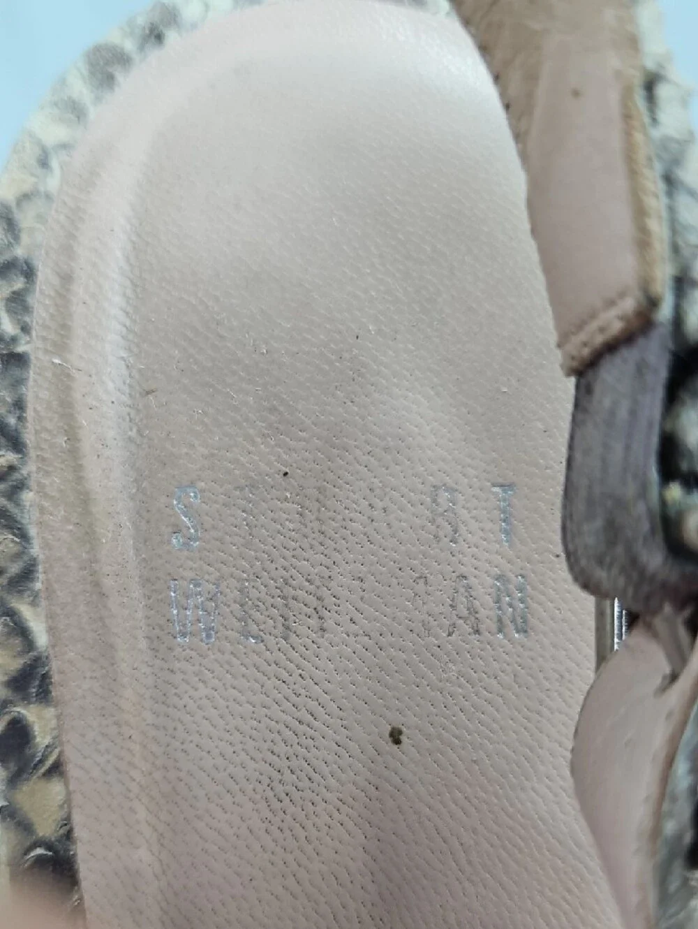 Stuart Weitzman Cream Snakeskin embossed leather espadrille sandal 39.5/9 - Picture 2 of 10